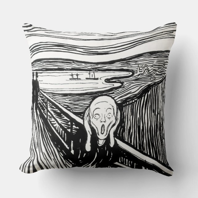 Edvard Munch - The Scream Lithography Throw Pillow (Front)