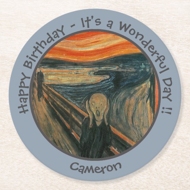 Edvard Munch The Scream Party Items Collection Round Paper Coaster (Front)