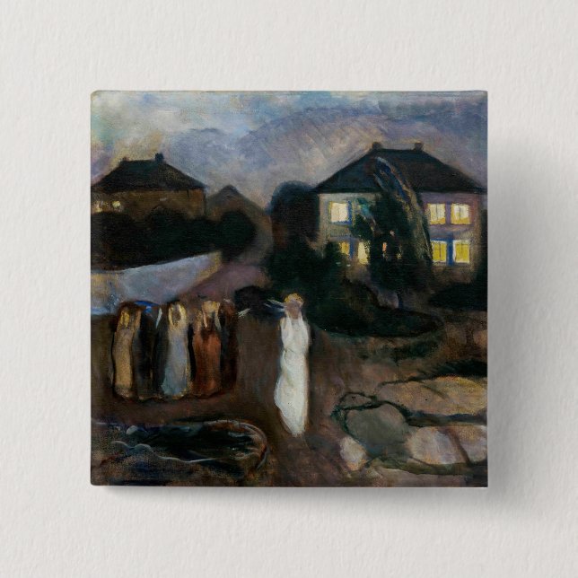 Edvard Munch - The Storm 2 Inch Square Button (Front)