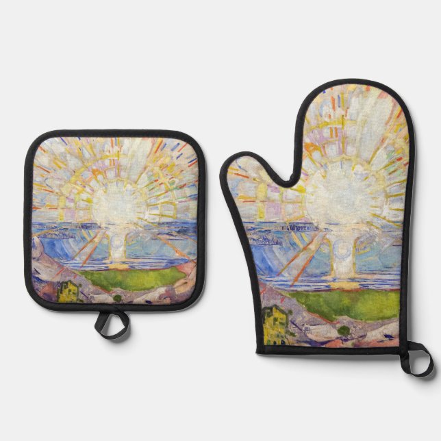 Edvard Munch - The Sun 1911 Oven Mitt & Pot Holder Set (Front)