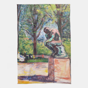 Edvard Munch - The Thinker by Rodin Kitchen Towel