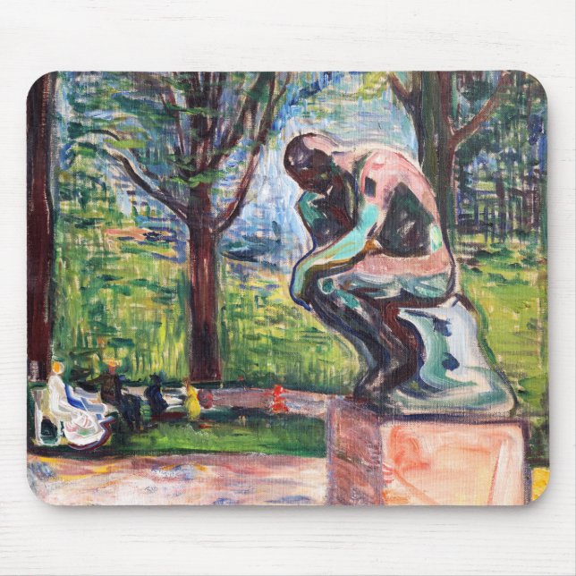Edvard Munch - The Thinker by Rodin Mouse Pad (Front)