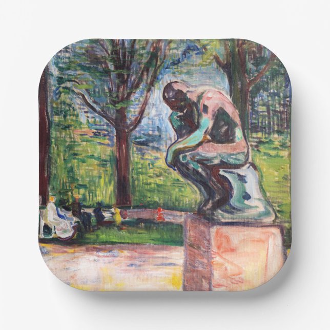 Edvard Munch - The Thinker by Rodin Paper Plate (Front)