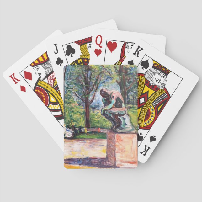 Edvard Munch - The Thinker by Rodin Playing Cards (Back)