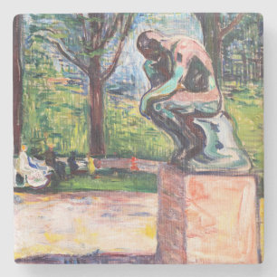 Edvard Munch - The Thinker by Rodin Stone Coaster