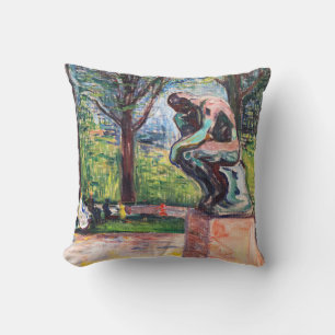 Edvard Munch - The Thinker by Rodin Throw Pillow