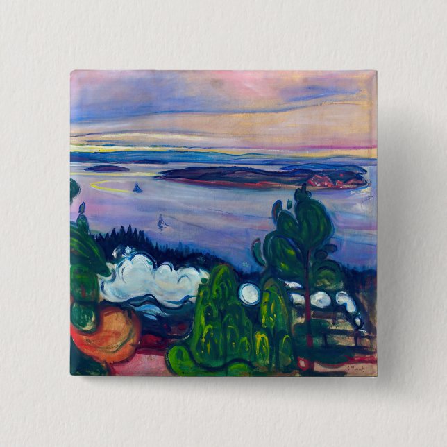 Edvard Munch - Train Smoke 2 Inch Square Button (Front)