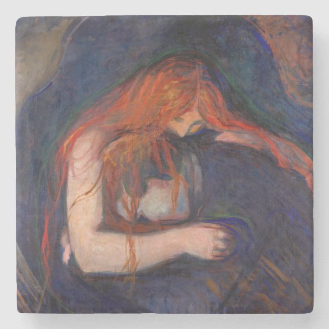 Edvard Munch - Vampire / Love and Pain Stone Coaster (Front)