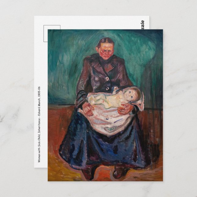 Edvard Munch - Woman with Sick Child, Inheritance Postcard (Front/Back)