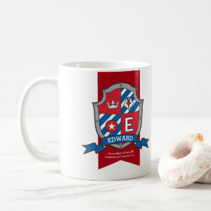 Edward bird crest red blue name meaning mug