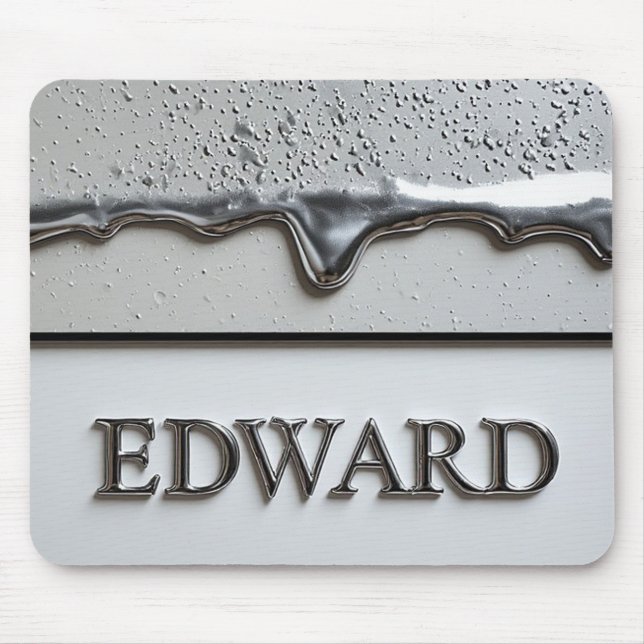 Edward Chrome Nameplate With Liquid Metal Drips Mouse Pad (Front)