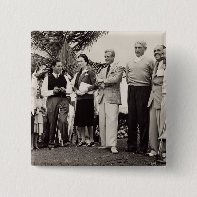 Edward, Duke of Windsor (1894-1972) and Wallis, Du 2 Inch Square Button (Front)
