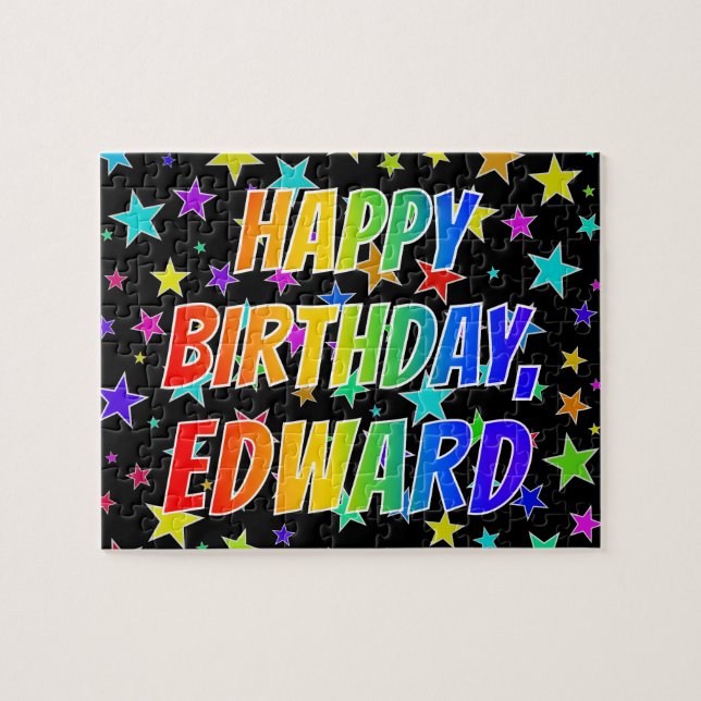 "EDWARD" First Name, Fun "HAPPY BIRTHDAY" Jigsaw Puzzle (Horizontal)