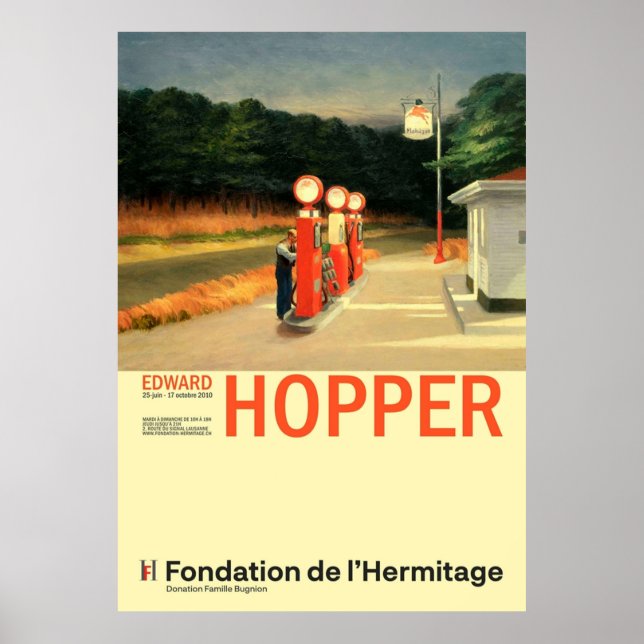 Edward Hopper  Gas  Minimalist Exhibition Art Poster (Front)