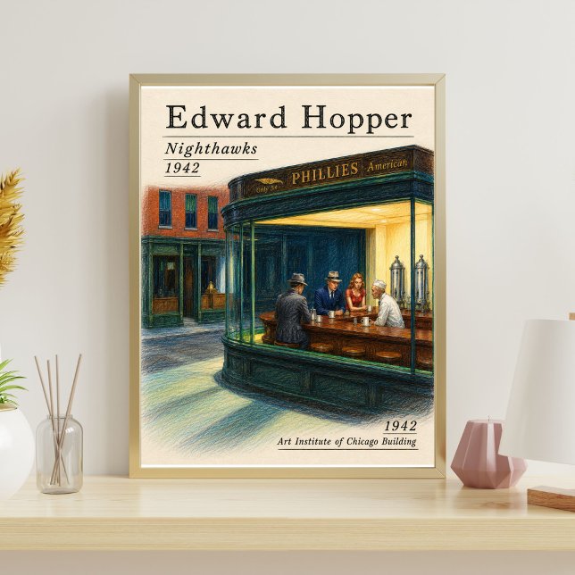 Edward Hopper Print | Nighthawks Poster (Creator Uploaded)