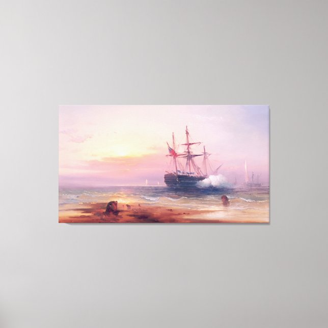 Edward Moran Salute at Sunset Canvas Print (Front)