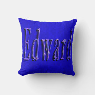 Edward Name Logo On Blue Mosaic, Throw Pillow