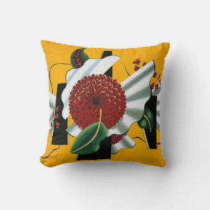 Edward Wadsworth, Dahlias, famous painting, Throw Pillow