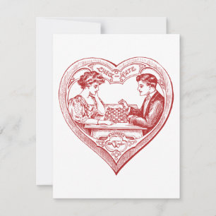 Edwardian Chess Players Valentine Holiday Card