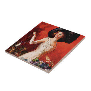 Edwardian Glamour Girl Tile