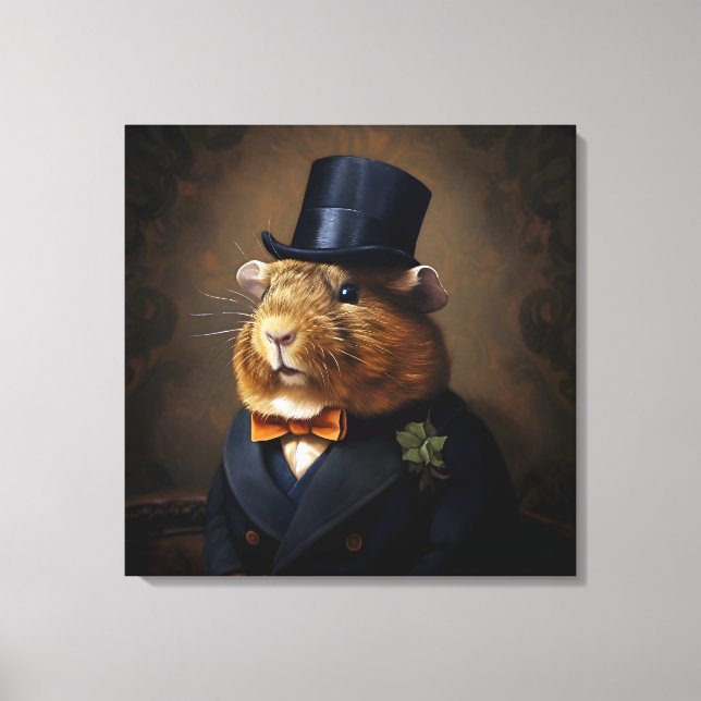 Edwardian Guinea Pig Gentleman Canvas Print (Front)