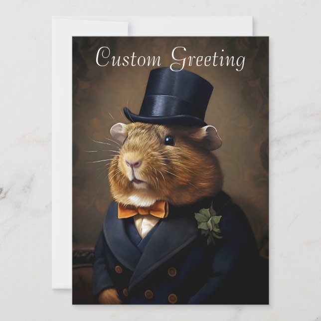 Edwardian Guinea Pig Gentleman Card (Front)