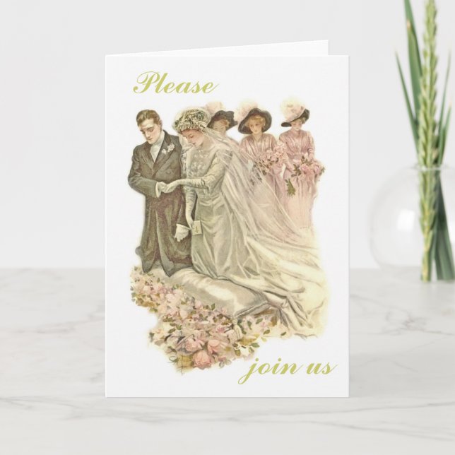 Edwardian Vintage Wedding Invitation Card (Devant)