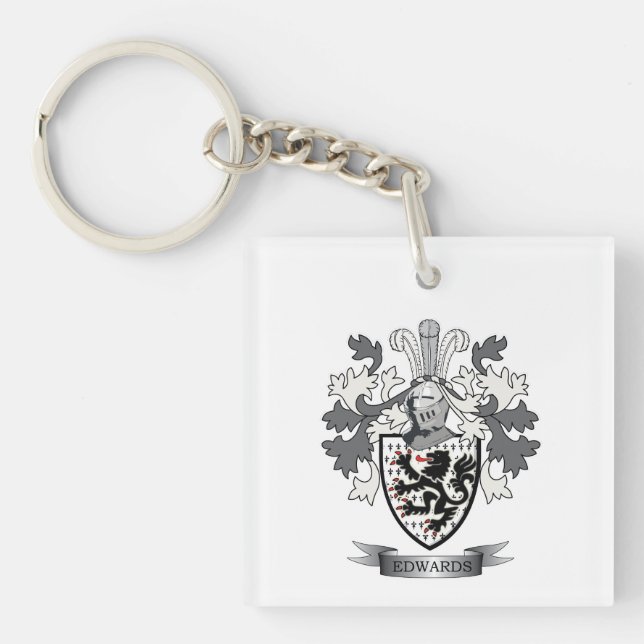 Edwards Family Crest Coat of Arms Keychain (Front)