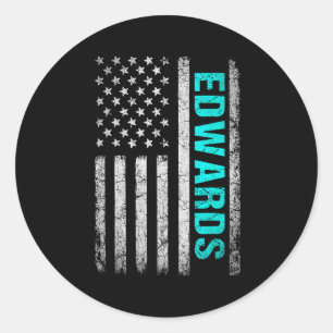 Edwards Name American Flag - Edwards Last Name  Classic Round Sticker