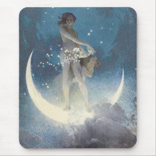 Edwin Blashfield Stars Scattering Art Nouveau Mouse Pad
