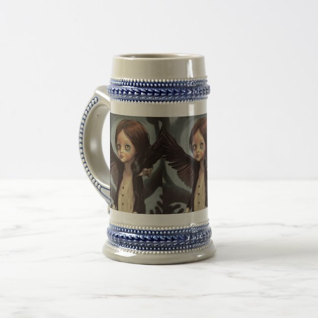 Edwin gothic black bird crow grunge beer stein (Front Left)