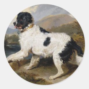 Edwin Henry Landseer Lion A Newfoundland Dog Classic Round Sticker