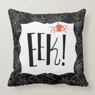 "Eek!" Scary Cute Spider Halloween Design Throw Pillow