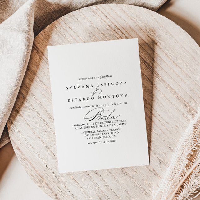 Eelegant Calligraphy Spanish Wedding Invitation (Creator Uploaded)