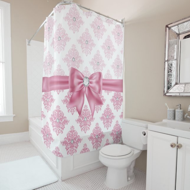 Eelegant Glam Pink Bow Diamonds Damask  (In Situ)