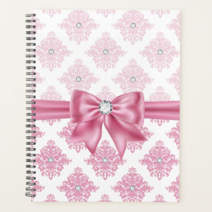 Eelegant Glam Pink Bow Diamonds Damask  Planner