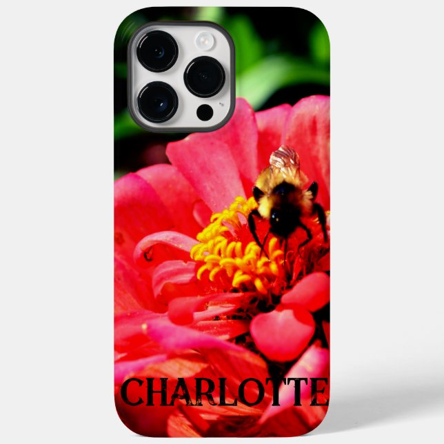 Eelgant red floral photo bumblebee Case-Mate iPhone case (Back)