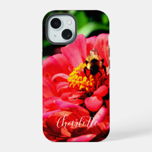 Eelgant red floral photo bumblebee iPhone 15 case