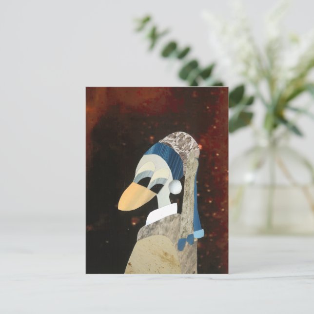 Eend dressed as my girl with a pearl earring art postcard (Standing Front)