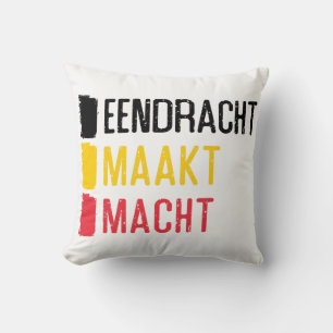 Eendracht Maakt Macht Pillow, Belgian Motto Throw Pillow