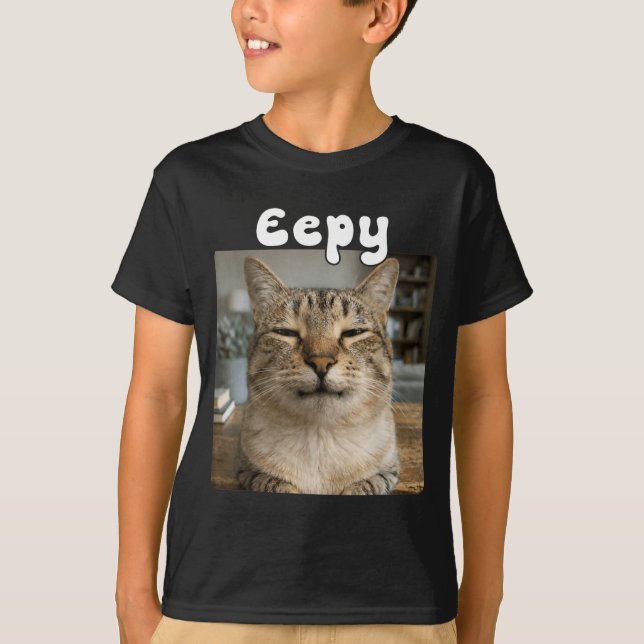 Eepy Cat Silly Sleepy Funny Cat Meme T-Shirt (Front)