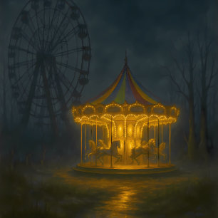 Eerie Abandoned Carousel at Night - Gothic Tissue Paper