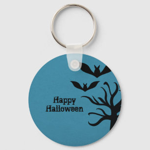 Eerie Bats Halloween Keychain, Blue Keychain