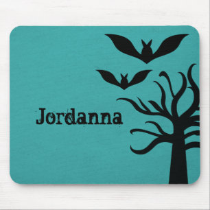 Eerie Bats Halloween Mousepad, Aqua Mouse Pad