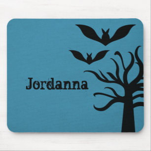 Eerie Bats Halloween Mousepad, Blue Mouse Pad
