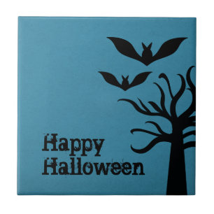 Eerie Bats Halloween Tile, Blue Tile