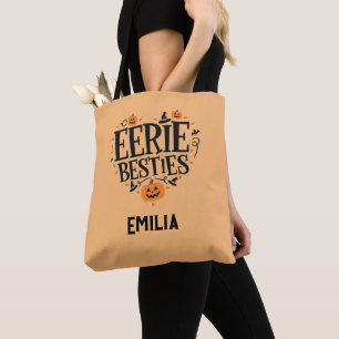 Eerie Besties Name Halloween Tote Bag for Friends