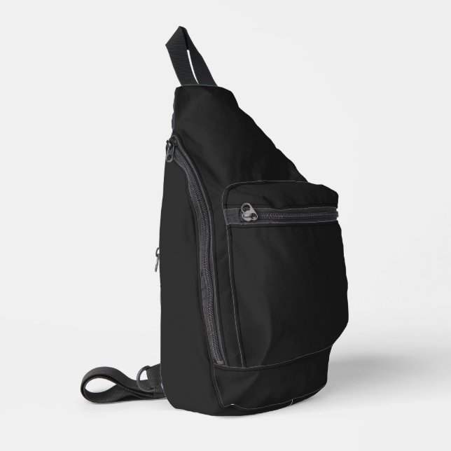 Eerie Black Solid Colour Sling Bag (Left Corner)