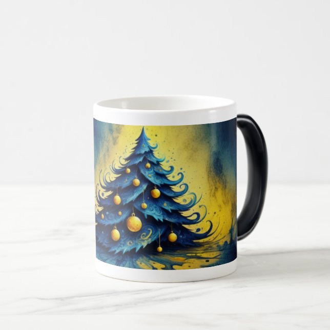 Eerie Christmas Night Tree Art Magic Mug (Front Right)