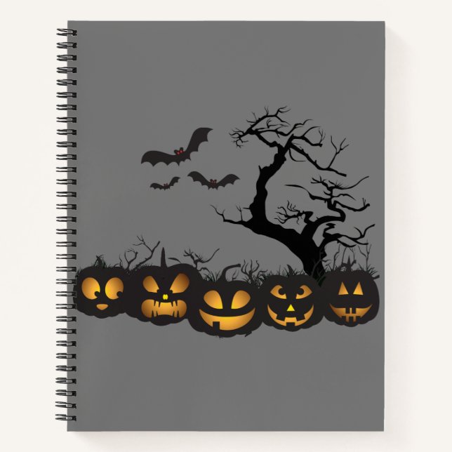 Eerie Elegance: Halloween Customizable Spiral Notebook (Front)
